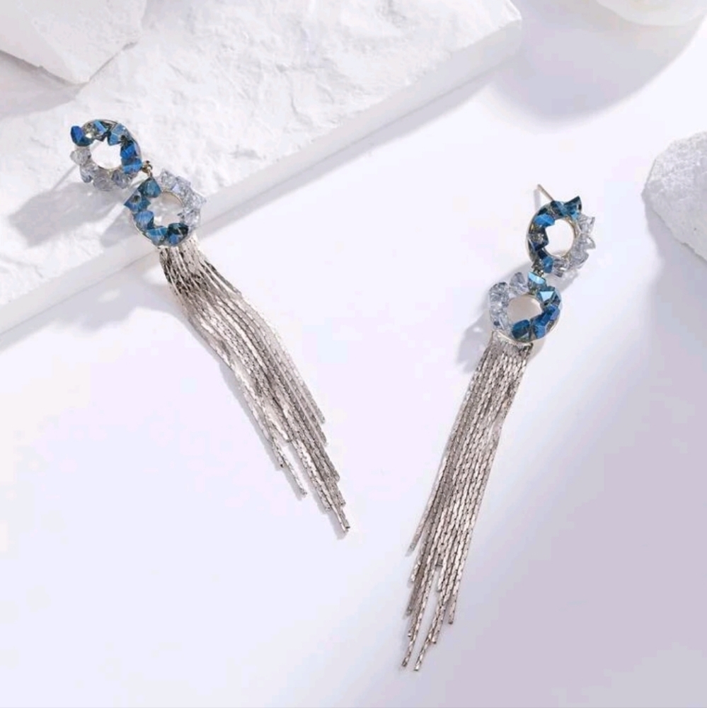 Aqua Tassel Earrings